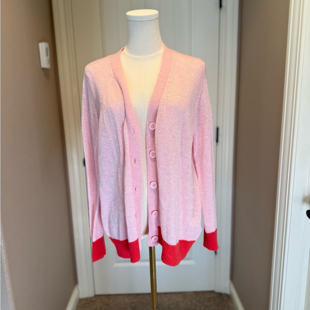 Chic Cashmere Pink and Red Women's Cardigan